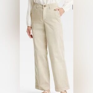 a new day Tan Chinos wide-Leg Cotton Twill‎